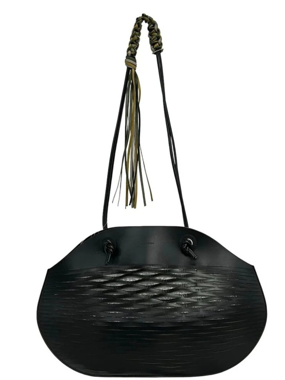A VACATION 028-08141 Black Gray Leather Shoulder Bag